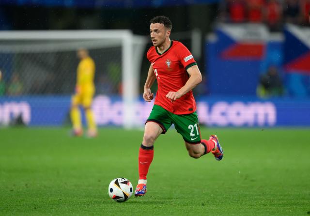 FILED - 18 June 2024, Leipzig: FILE PHOTO - Portugal's Diogo Jota in action during the Euro 2024 Group F soccer match between Portugal and Czech at Leipzig Stadium. Portugal travelled to the World Cup with a special tribute to late national team player Diogo Jota. Before their departure for the US, Prime Minister Luis Montenegro presented each player with a green and red wristband, which bears the names of all the squad members and an inscription honouring Jota. Photo: Robert Michael/dpa