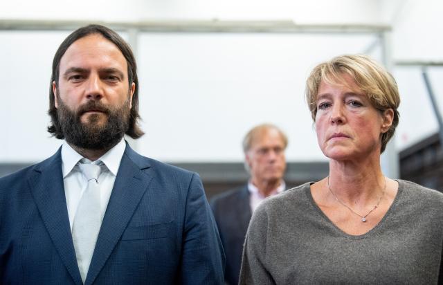 15 June 2026, Hamburg: German restaurateur and businesswoman Christina Block, stands next to her defense attorney Ingo Botta in the courtroom at the Hamburg Regional Court during her trial for alleged child abduction. Photo: Daniel Bockwoldt/dpa / Pool/dpa