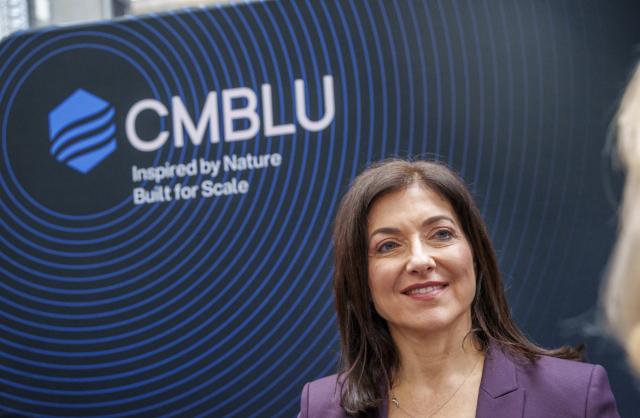 16 June 2026, Bavaria, Alzenau: German Minister of Economics Katherina Reiche reacts during a visit to battery storage provider CMBLU Energy AG in Lower Franconia. Photo: Andreas Arnold/dpa