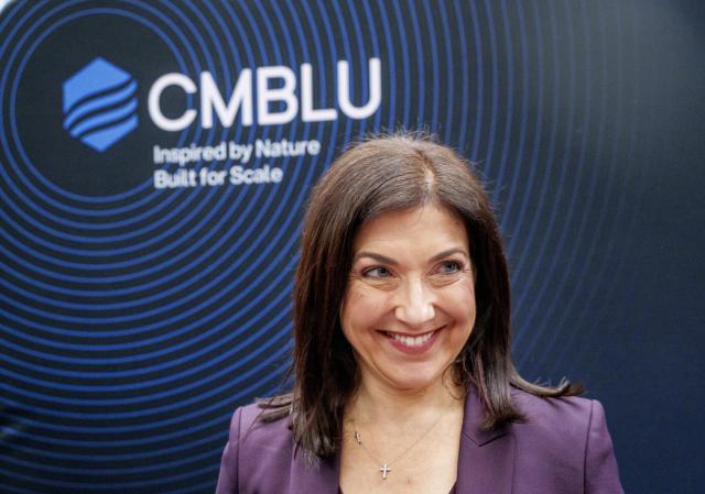 16 June 2026, Bavaria, Alzenau: German Minister of Economics Katherina Reiche reacts during a visit to battery storage provider CMBLU Energy AG in Lower Franconia. Photo: Andreas Arnold/dpa