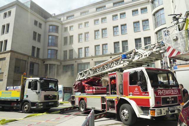 18 June 2026, Berlin: Firefighters work to battle a fire on Johannisstrasse. Photo: Sven Kaeuler/dpa