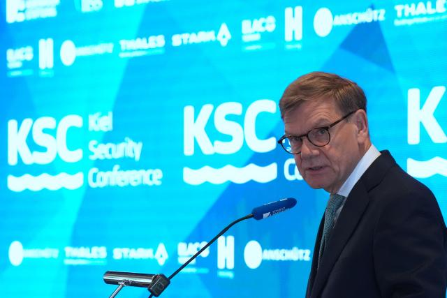 19 June 2026, Schleswig-Holstein, Kiel: Johann Wadephul, German Minister of Foreign Affairs, speaks during the "Kiel Security Conference 2026" at the Maritim Hotel Bellevue in Kiel. At the Kiel Security Conference, policymakers, military officials, experts, and representatives of civil society discuss the consequences for the EU, NATO, and the countries bordering the Baltic Sea resulting from Russia's war of aggression against Ukraine, attacks on critical underwater infrastructure in the Baltic Sea region, cyberattacks, and disinformation campaigns. Photo: Marcus Brandt/dpa