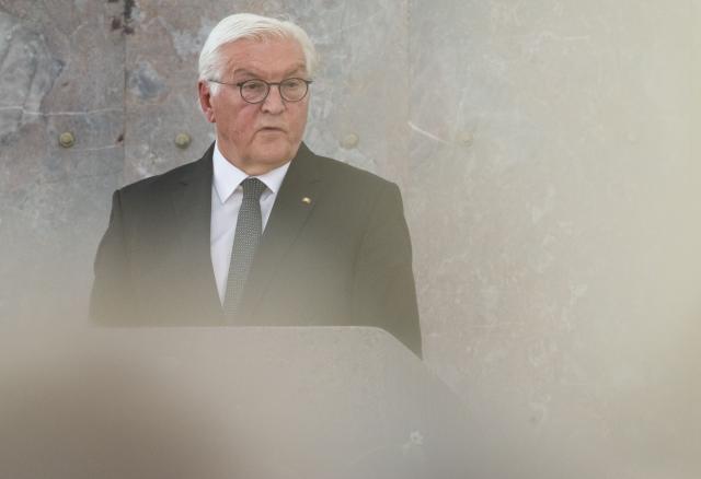 19 June 2026, Hesse, Frankfurt am Main: German President Frank-Walter Steinmeier speaks at the memorial service for the late philosopher and sociologist J. Habermas at St. Paul's Church. Photo: Boris Roessler/dpa