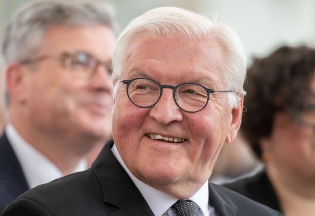 19 June 2026, Hesse, Frankfurt am Main: German President Frank-Walter Steinmeier is attending the memorial service for the late philosopher and sociologist J. Habermas at St. Paul's Church. Photo: Boris Roessler/dpa