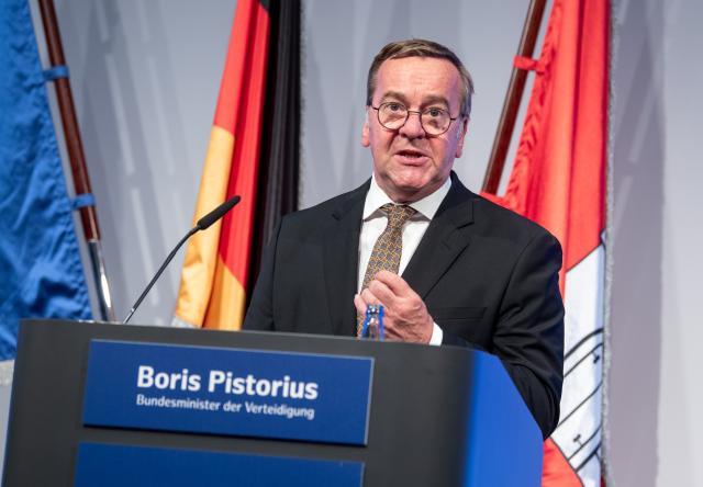 19 June 2026, Hamburg: Boris Pistorius, German Minister of Defense, speaks during a press conference following the 2026 Conference of Interior Ministers (IMK). Photo: Daniel Bockwoldt/dpa