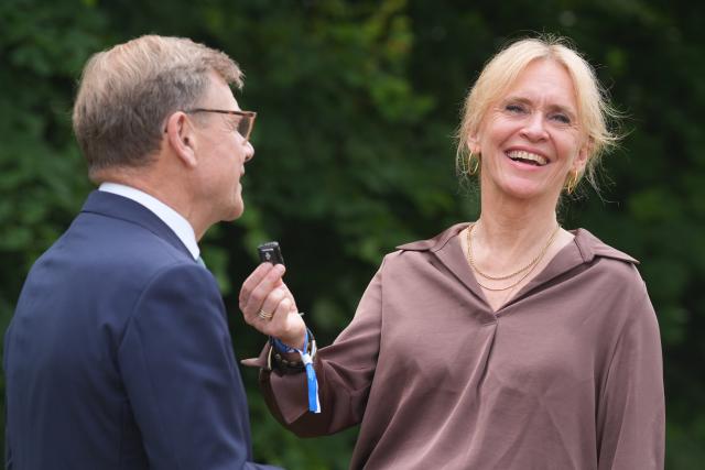 19 June 2026, Schleswig-Holstein, Kiel: Iceland's Minister of Foreign Affairs Thorgerdur Katrin Gunnarsdottir (R) interviews German Minister of Foreign Affairs Johann Wadephul during the "Kiel Security Conference 2026" at the Maritim Hotel Bellevue Kiel. Photo: Marcus Brandt/dpa