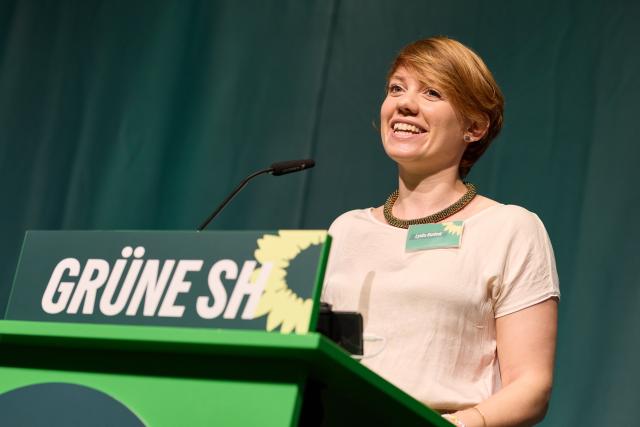 20 June 2026, Schleswig-Holstein, Neumuenster: Lydia Rudow, Alliance 90/The Greens state chair, speaks during a state party convention of the Greens in Schleswig-Holstein. Photo: Georg Wendt/dpa