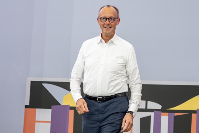 21 June 2026, Berlin: German Chancellor Friedrich Merz speaks during the German Government's Open House at the German Chancellery. Photo: Fabian Sommer/dpa