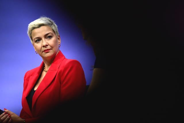 22 June 2026, Berlin: Maria Kalesnikava, a Belarusian opposition politician, attends a panel discussion at the 2026 Industry Day event organized by the Federation of German Industries. Photo: Sebastian Gollnow/dpa