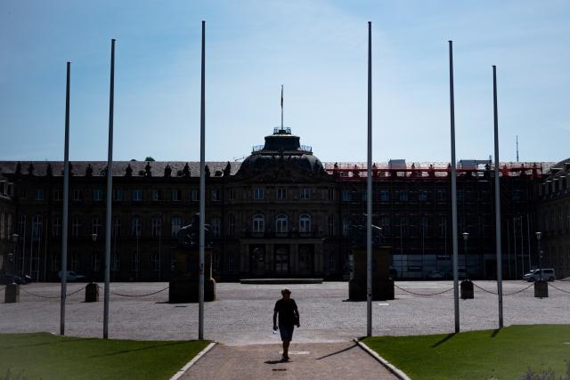 23 June 2026, Baden-Württemberg, Stuttgart: The New Palace stands out against the blue sky. Photo: Marijan Murat/dpa