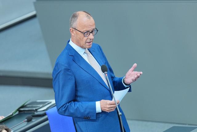 24 June 2026, Berlin: Friedrich Merz, Chancellor of Germany, speaks during the government's question-and-answer session in the plenary chamber of the German Bundestag. Photo: Michael Kappeler/dpa