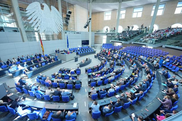 24 June 2026, Berlin: Friedrich Merz, Chancellor of Germany, speaks during the government's question-and-answer session in the plenary chamber of the German Bundestag. Photo: Michael Kappeler/dpa