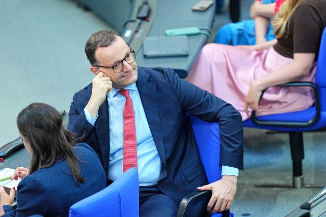 24 June 2026, Berlin: Jens Spahn, chairman of the CDU/CSU parliamentary group in the Bundestag, responds during the question period in the Bundestag plenary session. Photo: Michael Kappeler/dpa