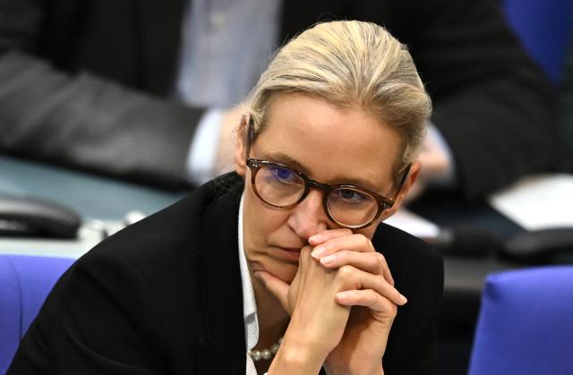 25 June 2026, Berlin: Alice Weidel, Alternative for Germany party chairwoman and parliamentary group leader, follows the debate in the plenary chamber of the German Bundestag. Photo: Elisa Schu/dpa