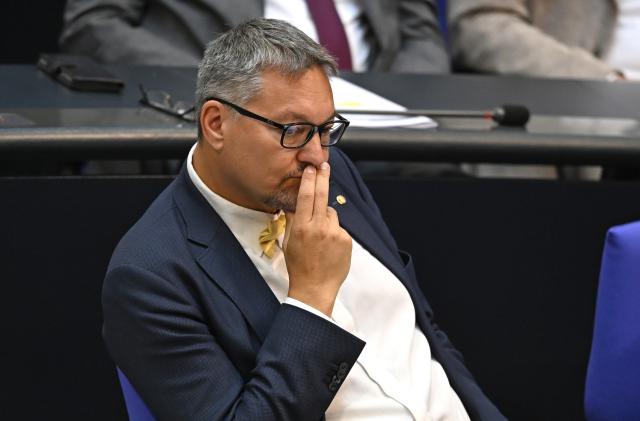 25 June 2026, Berlin: Martin Reichardt follows the debate on strengthening cybersecurity in the plenary chamber of the German Bundestag. Photo: Elisa Schu/dpa
