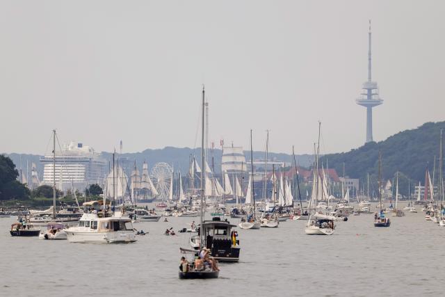 27 June 2026, Schleswig-Holstein, Kiel: Ships sail on the fjord during the Windjammer Parade at Kiel Week. Kiel Week ends on June 28, 2026. Photo: Frank Molter/dpa