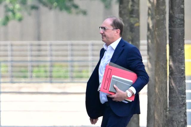 28 June 2026, Berlin: German Federal Minister of the Interior Alexander Dobrindt arrives at the Federal Chancellery. Dobrindt is attending preliminary, high-level party leadership meetings ahead of the official coalition committee sessions beginning July 1, where government officials will debate comprehensive reforms across pensions, taxation, health care, the labor market, and bureaucratic reduction. Photo: Fabian Sommer/dpa