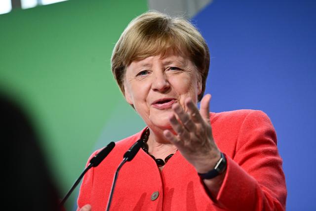 FILED - 02 June 2026, Berlin: File Photo - Angela Merkel, former German Chancellor speaks during the ceremony "For 40 years NaturVerbunden" to mark the 40th anniversary of the Federal Ministry for the Environment in the Cafe "Moskau". Photo: Sebastian Christoph Gollnow/dpa