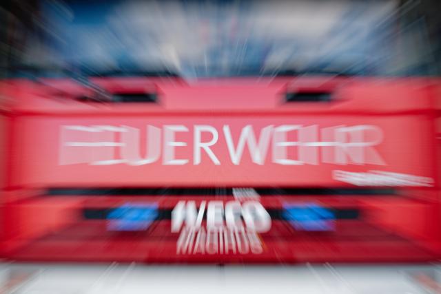 FILED - 12 May 2026, Baden-Württemberg, Mannheim: FILE PHOTO - The word "Feuerwehr" (Fire department) is attached to a fire vehicle. Photo: Uwe Anspach/dpa