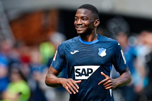 FILED - 02 May 2026, Baden-Wuerttemberg, Sinsheim: FILE PHOTO - Hoffenheim's Bazoumana Toure celebrates scoring his side's second goal during the German Bundesliga soccer match between TSG 1899 Hoffenheim and VfB Stuttgart at PreZero Arena. Photo: Uwe Anspach/dpa - IMPORTANT NOTE: In accordance with the regulations of the DFL German Football League and the DFB German Football Association, it is prohibited to utilize or have utilized photographs taken in the stadium and/or of the match in the form of sequential images and/or video-like photo series.