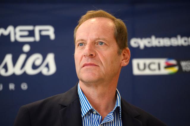FILED - 05 September 2024, Hamburg: FILE PHOTO - Director of the Tour de France Christian Prudhomme takes part in a press conference for this year's edition of the Hamburg Cyclassics cycling race. Photo: Gregor Fischer/dpa
