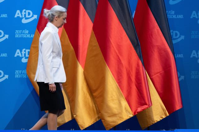 05 July 2026, Thuringia, Erfurt: Alice Weidel, co-chairwoman of the Alternative for Germany party and co-leader of its parliamentary group in the German Bundestag, attends the second day of the Alternative for Germany national party convention. The convention takes place on 4 and 5 July at the Erfurt Exhibition Centre. Photo: Sebastian Kahnert/dpa