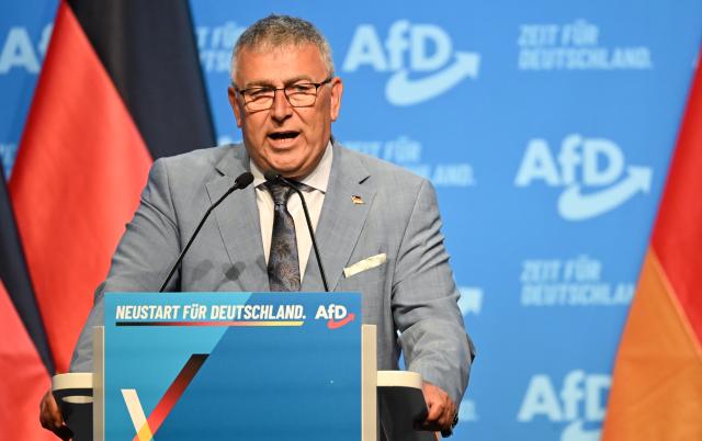 05 July 2026, Thuringia, Erfurt: Bernd Schatten attends the second day of the Alternative for Germany national party convention. The convention takes place on 4 and 5 July at the Erfurt Exhibition Centre. Photo: Katharina Kausche/dpa