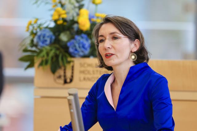 FILED - 26 February 2025, Schleswig-Holstein, Kiel: FILE PHOTO - Claudia Major, Head of the Security Policy Research Group at the German Institute for International and Security Affairs (SWP), speaks during an event in Kiel. Photo: Frank Molter/dpa