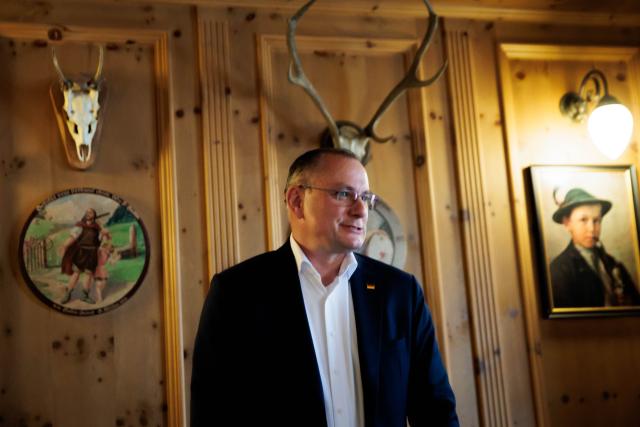 07 July 2026, Berlin: Federal chairman and parliamentary group leader of the Alternative for Germany (AfD) Tino Chrupalla arrives to present his book "Handwerk - Meister - Politik" at the "Augustiner" restaurant on Gendarmenmarkt. Photo: Carsten Koall/dpa