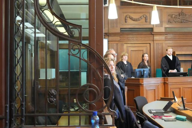 08 July 2026, Berlin: The defense attorneys stand in the court room during the trial against a palliative care physician who is accused of killing 15 patients. The defendant did not appear in court. Photo: Soeren Stache/dpa