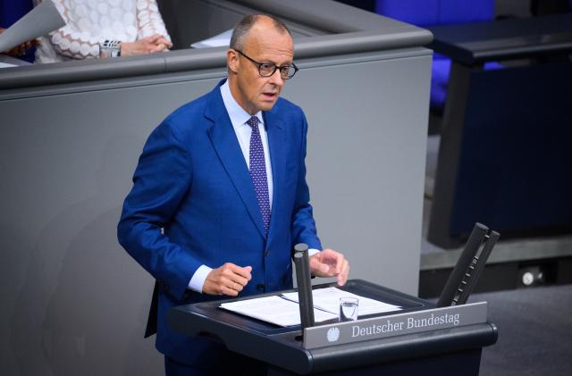 09 July 2026, Berlin: German Chancellor Friedrich Merz delivers a government statement on the current political situation during the plenary session of the German Parliament (Bundestag). Photo: Bernd von Jutrczenka/dpa