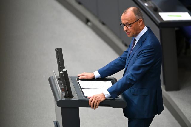 09 July 2026, Berlin: German Chancellor Friedrich Merz delivers a government statement on the current political situation during the plenary session of the German Parliament (Bundestag). Photo: Elisa Schu/dpa