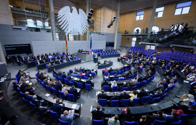 09 July 2026, Berlin: German Chancellor Friedrich Merz delivers a government statement on the current political situation during the plenary session of the German Parliament (Bundestag). Photo: Bernd von Jutrczenka/dpa