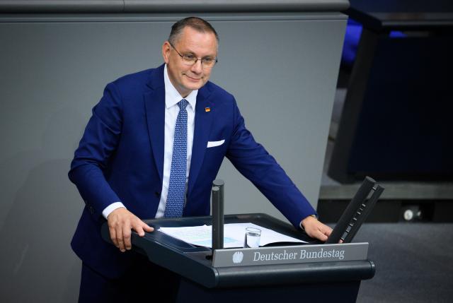 09 July 2026, Berlin: Tino Chrupalla, Federal Chairman and Leader of the Alternative for Germany (AfD) parliamentary group in the Bundestag, speaks during the plenary session of the German Parliament (Bundestag). Photo: Bernd von Jutrczenka/dpa