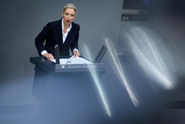 09 July 2026, Berlin: Alice Weidel, chairwoman of the Alternative for Germany (AfD) parliamentary group in the Bundestag, speaks during the plenary session of the German Parliament (Bundestag). Photo: Bernd von Jutrczenka/dpa