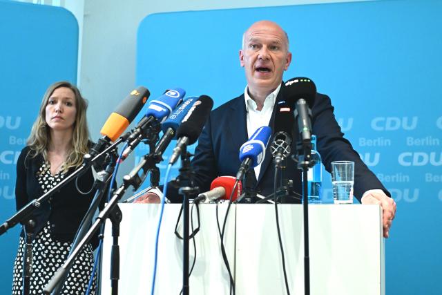 10 July 2026, Berlin: Berlin Governing Mayor Kai Wegner (CDU) speaks at the Christian Democratic Union of Germany (CDU) Berlin press conference, as he announces that he will no longer run as the CDU's top candidate in the September House of Representatives election. Photo: Fabian Sommer/dpa