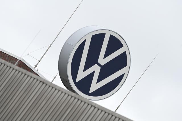 FILED - 09 July 2026, Lower Saxony, Emden: FILE PHOTO - A view of the Volkswagen logo at the Emden plant. Photo: Lars Penning/dpa