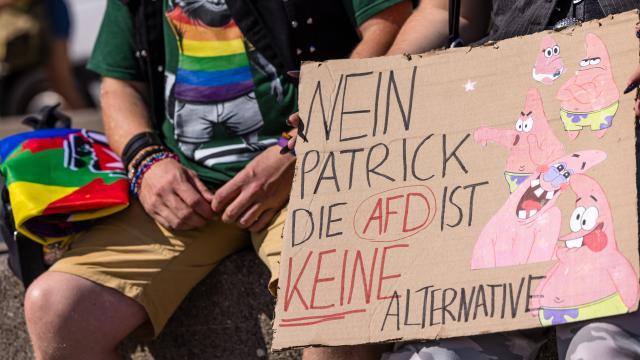 11 July 2026, Brandenburg, Cottbus: People take part in a demonstration marking the 18th Christopher Street Day (CSD) in Cottbus and Lower Lusatia. Photo: Frank Hammerschmidt/dpa