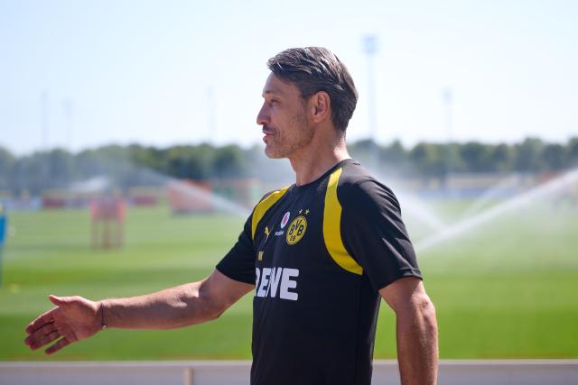14 July 2026, Nordrhein-Westfalen, Dortmund: Borussia Dortmund head coach Niko Kovac arrives ahead of the team's first training session of the season. Photo: Bernd Thissen/dpa - IMPORTANT NOTICE: Bundesliga and DFB regulations prohibit any use of photographs as image sequences and/or quasi-video.