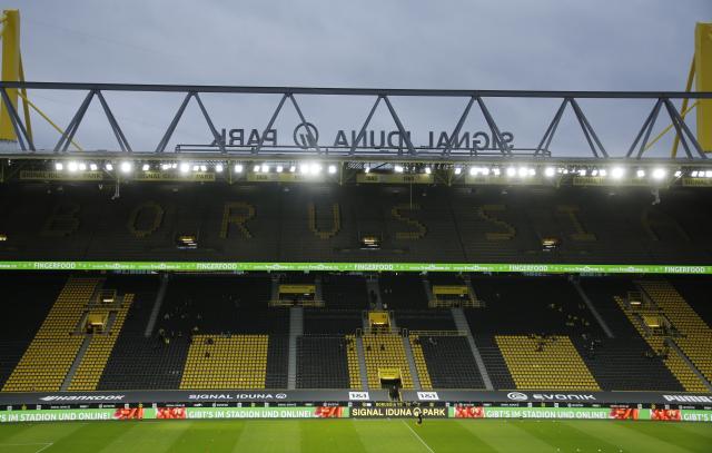 FILED - 24 October 2020, Dortmund: File Photo - General view of the Schalke Stadium. Photo: Leon Kuegeler/Reuters-Pool/dpa - IMPORTANT NOTE: In accordance with the regulations of the DFL Deutsche Fußball Liga and the DFB Deutscher Fußball-Bund, it is prohibited to exploit or have exploited in the stadium and/or from the game taken photographs in the form of sequence images and/or video-like photo series.