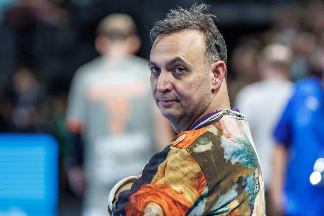 FILED - 18 September 2025, Berlin: FILE PHOTO - Fuechse Berlin Managing Director Bob Hanning stands on the court following a match against Aalborg Håndbold at the Max-Schmeling-Halle in Berlin, Germany. Photo: Andreas Gora/dpa