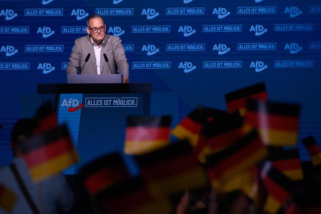 18 July 2026, Saxony-Anhalt, Magdeburg: Martin Reichardt, chairman of the Alternative for Germany (AfD) Saxony-Anhalt, addresses supporters at the launch of the party's election campaign in Magdeburg. The state election in Saxony-Anhalt will be held on 6 September 2026. Photo: Klaus-Dietmar Gabbert/dpa