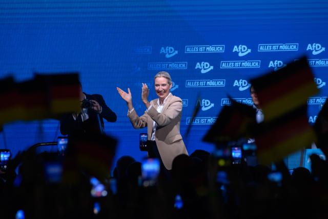 18 July 2026, Saxony-Anhalt, Magdeburg: Alice Weidel, federal co-chair of the AfD, addresses supporters at the launch of the AfD Saxony-Anhalt election campaign in Magdeburg, Germany. The state election in Saxony-Anhalt will be held on 6 September 2026. Photo: Klaus-Dietmar Gabbert/dpa