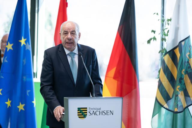 FILED - 20 January 2026, Saxony, Pirna: FILE PHOTO - Hungarian President Tamas Sulyok speaks after a commemoration ceremony at the Evangelical School Center in Pirna. Photo: Sebastian Kahnert/dpa