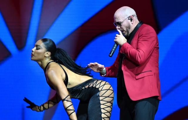 18 July 2026, Berlin: American rapper Pitbull performs on stage during the first day of the Lollapalooza Festival at the Berlin Olympic Park. Photo: Elisa Schu/dpa
