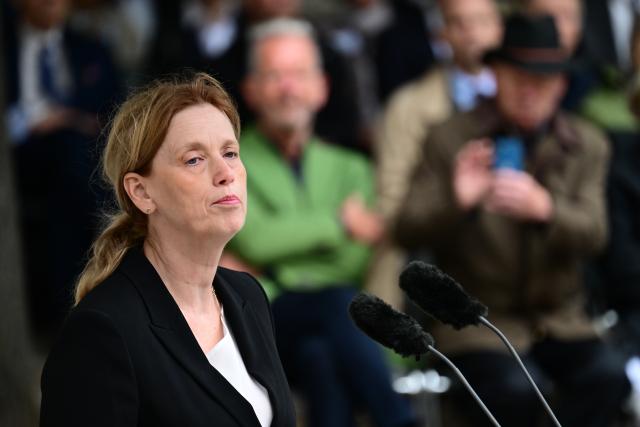20 July 2026, Berlin: Karin Prien, German Minister for Education, Family, Senior Citizens, Women, and Youth, speaks during a memorial event organized by the federal government in the courtyard of the Bendlerblock to mark the National Day of Remembrance for the Resistance Against Nazi Tyranny. The day commemorates the failed assassination attempt on Adolf Hitler on July 20, 1944. Photo: Sebastian Christoph Gollnow/dpa