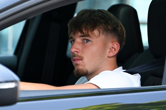 20 July 2026, Bavaria, Munich: Bayern Munich's Lennart Karl arrives at the club's facilities on Saebener Strasse before the preseason first training session. Photo: Sven Hoppe/dpa