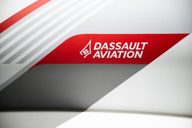 FILED - 11 June 2026, Brandenburg, Schoenefeld: FILE PHOTO - The Dassault Aviation logo is on display at the Berlin ExpoCenter Airport during the International Aerospace Exhibition (ILA). Photo: Sebastian Christoph Gollnow/dpa