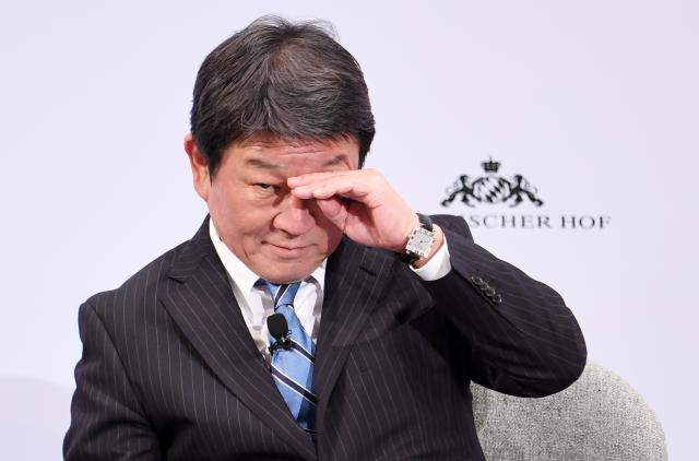 FILED - 15 February 2020, Bavaria, Munich: Toshimitsu Motegi, Foreign Minister of Japan, speaks during the 56th Munich Security Conference. Photo: Tobias Hase/dpa