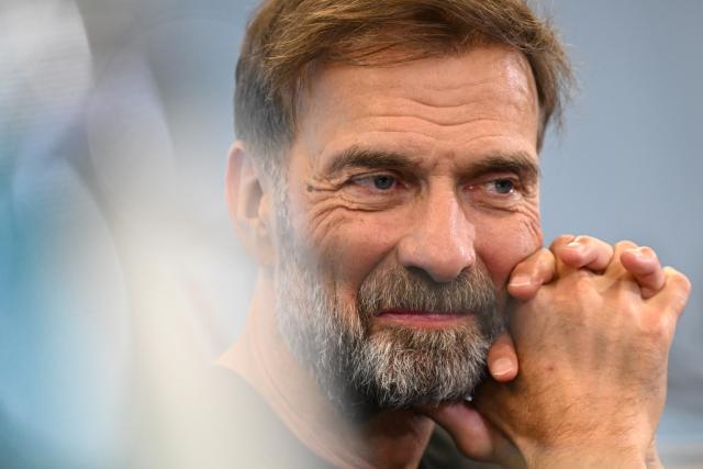 24 July 2026, Hesse, Frankfurt/Main: Juergen Klopp sits on the podium during a press conference to introduce the new national team head coach. Photo: Florian Wiegand/dpa